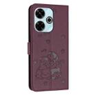 For Redmi 13 4G / 5G / Note 13R 5G Embossed Kitten Phone Leather Case with Lanyard(Wine Red) - 3