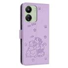 For Redmi 13C 4G / 5G / 13R Embossed Kitten Phone Leather Case with Lanyard(Purple) - 3