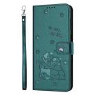 For Redmi K70E Embossed Kitten Phone Leather Case with Lanyard(Dark Green) - 2