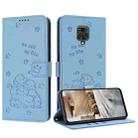 For Redmi Note 10 Lite Embossed Kitten Phone Leather Case with Lanyard(Blue) - 1