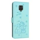 For Redmi Note 10 Lite Embossed Kitten Phone Leather Case with Lanyard(Mint Green) - 3