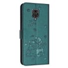 For Redmi Note 10 Lite Embossed Kitten Phone Leather Case with Lanyard(Dark Green) - 3