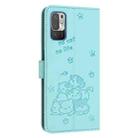 For Redmi Note 10 5G / Note 10T 5G Embossed Kitten Phone Leather Case with Lanyard(Mint Green) - 3