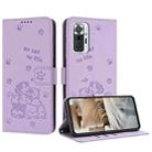 For Redmi Note 10 Pro Embossed Kitten Phone Leather Case with Lanyard(Purple) - 1