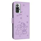 For Redmi Note 10 Pro Embossed Kitten Phone Leather Case with Lanyard(Purple) - 3