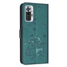 For Redmi Note 10 Pro Embossed Kitten Phone Leather Case with Lanyard(Dark Green) - 3