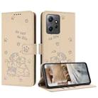 For Redmi Note 12 4G Global Embossed Kitten Phone Leather Case with Lanyard(Beige) - 1