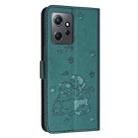 For Redmi Note 12 4G Global Embossed Kitten Phone Leather Case with Lanyard(Dark Green) - 3