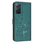 For Redmi Note 12 Pro 4G Embossed Kitten Phone Leather Case with Lanyard(Dark Green) - 3