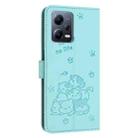 For Redmi Note 12 Pro+ Global Embossed Kitten Phone Leather Case with Lanyard(Mint Green) - 3