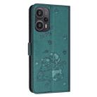 For Redmi Note 12 Turbo Embossed Kitten Phone Leather Case with Lanyard(Dark Green) - 3