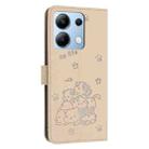 For Redmi Note 13 4G Global Embossed Kitten Phone Leather Case with Lanyard(Beige) - 3