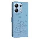 For Redmi Note 13 4G Global Embossed Kitten Phone Leather Case with Lanyard(Blue) - 3