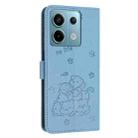 For Redmi Note 13 5G Global Embossed Kitten Phone Leather Case with Lanyard(Blue) - 3