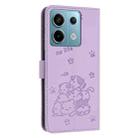 For Redmi Note 13 Pro 5G Global Embossed Kitten Phone Leather Case with Lanyard(Purple) - 3