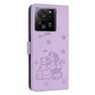 For Redmi K60 Ultra Embossed Kitten Phone Leather Case with Lanyard(Purple) - 3