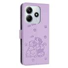 For Redmi Note 14 5G Embossed Kitten Phone Leather Case with Lanyard(Purple) - 3