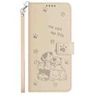 For Redmi Note 14 5G Embossed Kitten Phone Leather Case with Lanyard(Beige) - 2