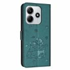 For Redmi Note 14 5G Embossed Kitten Phone Leather Case with Lanyard(Dark Green) - 3