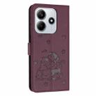 For Redmi Note 14 5G Embossed Kitten Phone Leather Case with Lanyard(Wine Red) - 3