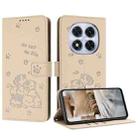 For Redmi Note 14 Pro 5G Embossed Kitten Phone Leather Case with Lanyard(Beige) - 1