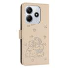 For Redmi Note 14 4G 163.25mm Embossed Kitten Phone Leather Case with Lanyard(Beige) - 3