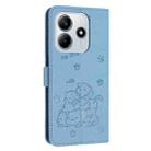 For Redmi Note 14 4G 163.25mm Embossed Kitten Phone Leather Case with Lanyard(Blue) - 3
