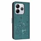 For Redmi Note 14 4G 163.25mm Embossed Kitten Phone Leather Case with Lanyard(Dark Green) - 3