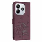 For Redmi Note 14 4G 163.25mm Embossed Kitten Phone Leather Case with Lanyard(Wine Red) - 3