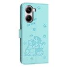 For Redmi Turbo 4 / Xiaomi Poco X7 Pro Embossed Kitten Phone Leather Case with Lanyard(Mint Green) - 3