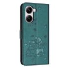 For Redmi Turbo 4 / Xiaomi Poco X7 Pro Embossed Kitten Phone Leather Case with Lanyard(Dark Green) - 3