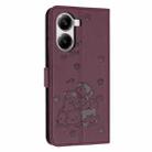 For Redmi Turbo 4 / Xiaomi Poco X7 Pro Embossed Kitten Phone Leather Case with Lanyard(Wine Red) - 3