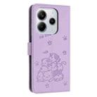 For Redmi Note 14 4G 164.84mm Embossed Kitten Phone Leather Case with Lanyard(Purple) - 3