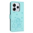 For Redmi Note 14 4G 164.84mm Embossed Kitten Phone Leather Case with Lanyard(Mint Green) - 3