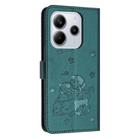 For Redmi Note 14 4G 164.84mm Embossed Kitten Phone Leather Case with Lanyard(Dark Green) - 3