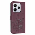 For Redmi Note 14 4G 164.84mm Embossed Kitten Phone Leather Case with Lanyard(Wine Red) - 3