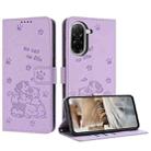 For Redmi A5 4G 171.7mm / Poco C71 Embossed Kitten Phone Leather Case with Lanyard(Purple) - 1
