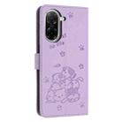 For Redmi A5 4G 171.7mm / Poco C71 Embossed Kitten Phone Leather Case with Lanyard(Purple) - 3