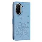 For Redmi A5 4G 171.7mm / Poco C71 Embossed Kitten Phone Leather Case with Lanyard(Blue) - 3