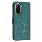 For Redmi A5 4G 171.7mm / Poco C71 Embossed Kitten Phone Leather Case with Lanyard(Dark Green) - 3