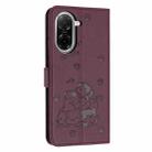 For Redmi A5 4G 171.7mm / Poco C71 Embossed Kitten Phone Leather Case with Lanyard(Wine Red) - 3