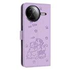 For Redmi K80 / K80 Pro Embossed Kitten Phone Leather Case with Lanyard(Purple) - 3