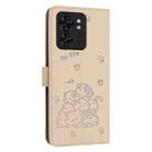 For Motorola Edge 40 Embossed Kitten Phone Leather Case with Lanyard(Beige) - 3