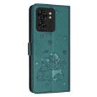 For Motorola Edge 40 Embossed Kitten Phone Leather Case with Lanyard(Dark Green) - 3