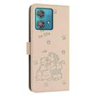 For Motorola Edge 40 Neo Embossed Kitten Phone Leather Case with Lanyard(Beige) - 3