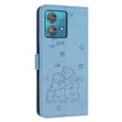 For Motorola Edge 40 Neo Embossed Kitten Phone Leather Case with Lanyard(Blue) - 3