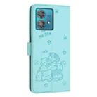 For Motorola Edge 40 Neo Embossed Kitten Phone Leather Case with Lanyard(Mint Green) - 3