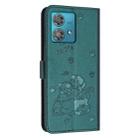 For Motorola Edge 40 Neo Embossed Kitten Phone Leather Case with Lanyard(Dark Green) - 3