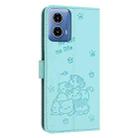 For Motorola Edge 50 Fusion Embossed Kitten Phone Leather Case with Lanyard(Mint Green) - 3