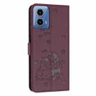 For Motorola Edge 50 Fusion Embossed Kitten Phone Leather Case with Lanyard(Wine Red) - 3